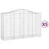 VidaXL Paniers à gabions arqués 5 pcs 200x50x120/140 cm Fer galvanisé, gabion, cage de gabion, panier de mur de gabion, mur 3145664