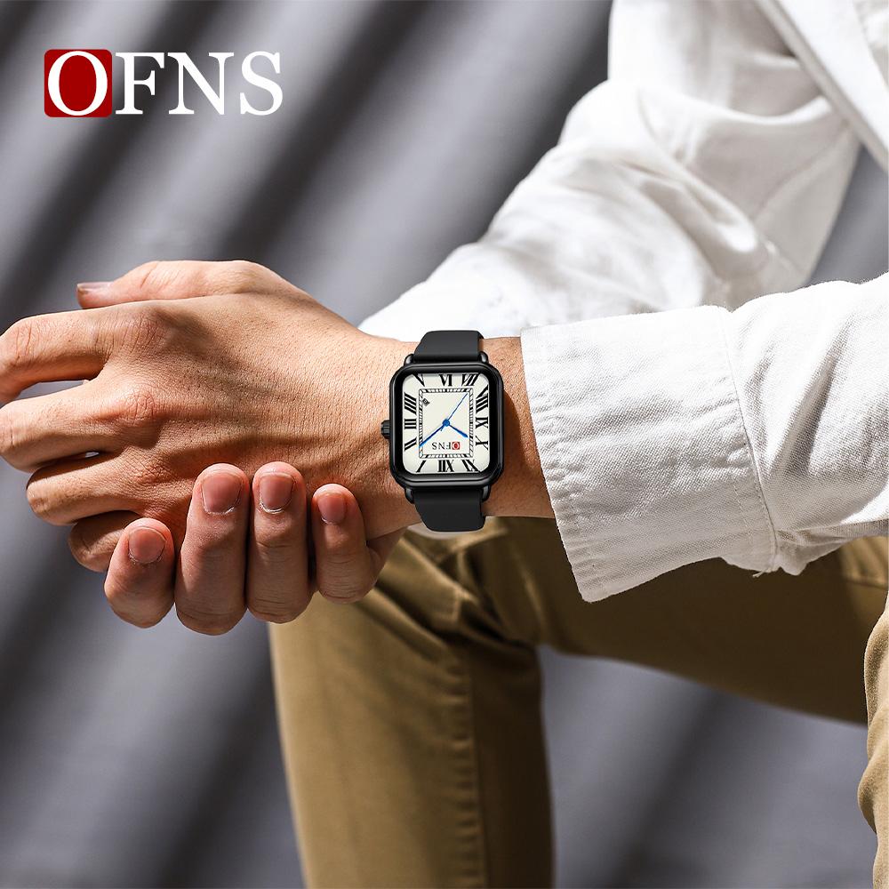 Ofns 1533 Top Brand Men Watch Top Brand Luxury Military Fashion Waterproof Male Clock Rubber Quartz Business Leather Wristwatch