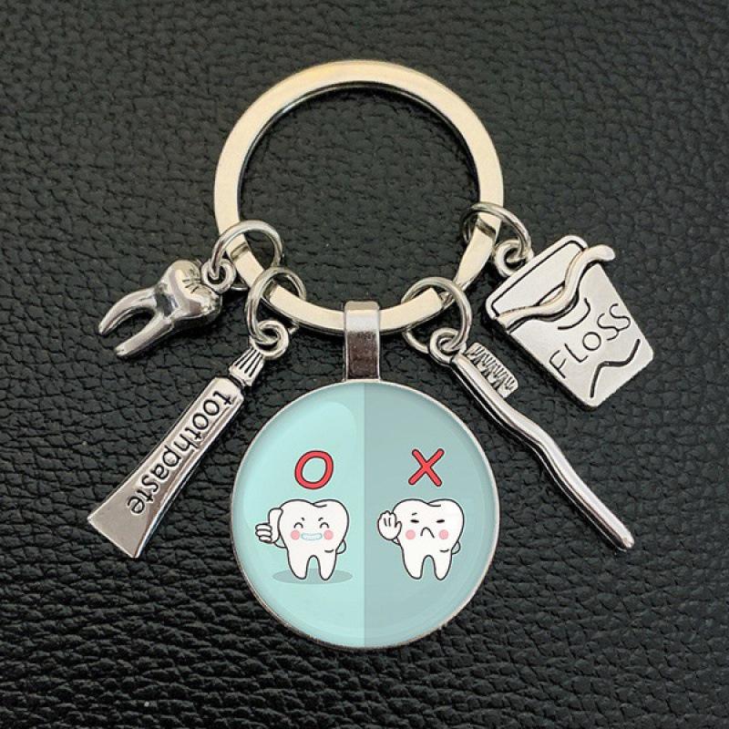 Personalized Cute Tooth & Toothpaste Keychain Pendant
