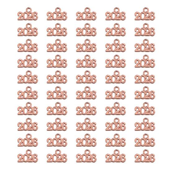 Yousheng 50Pcs 2026 Alloy Charm Vintage Number Decoration Charm Accessories DIY Keychain Jewelry Earring Bracelet Necklace Pendant