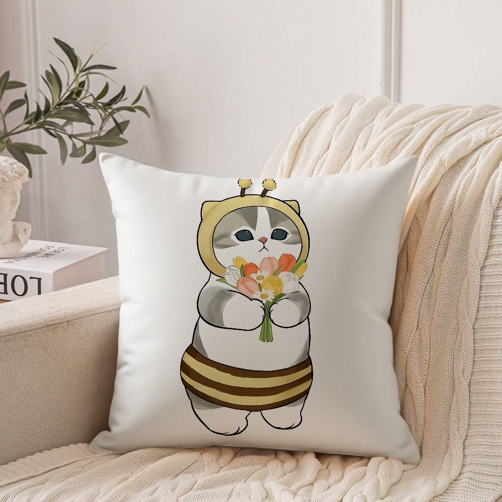 Hand Drawn Cute Cat Pillow Case Home Decor Throw For Sofa Bed Car Room Decor Gift Idea