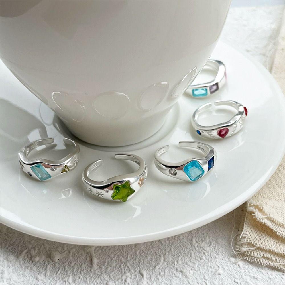 Simple Design Zircon Ring Minimalist Handmade Gemstone Ring Opal Ring Party Jewelry