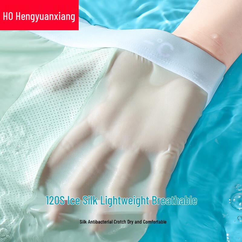 Hengyuanxiang Men's Ice Silk Mesh Boxer Briefs