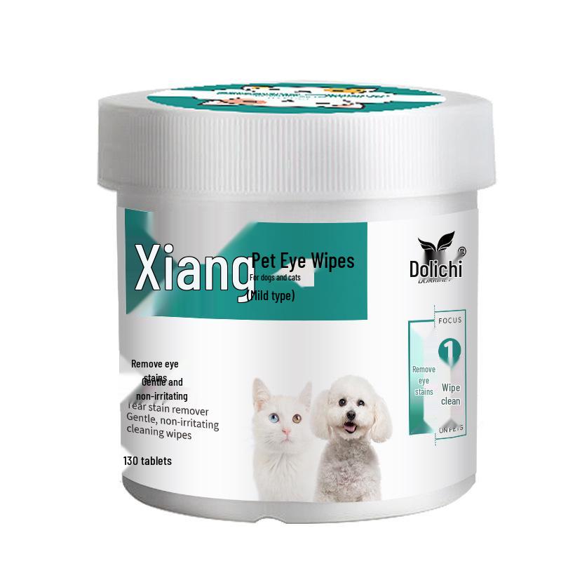 Pet Eye Wipes, Tear Stain Remover, 130 Ct, Non-Woven Material for Dogs & Cats