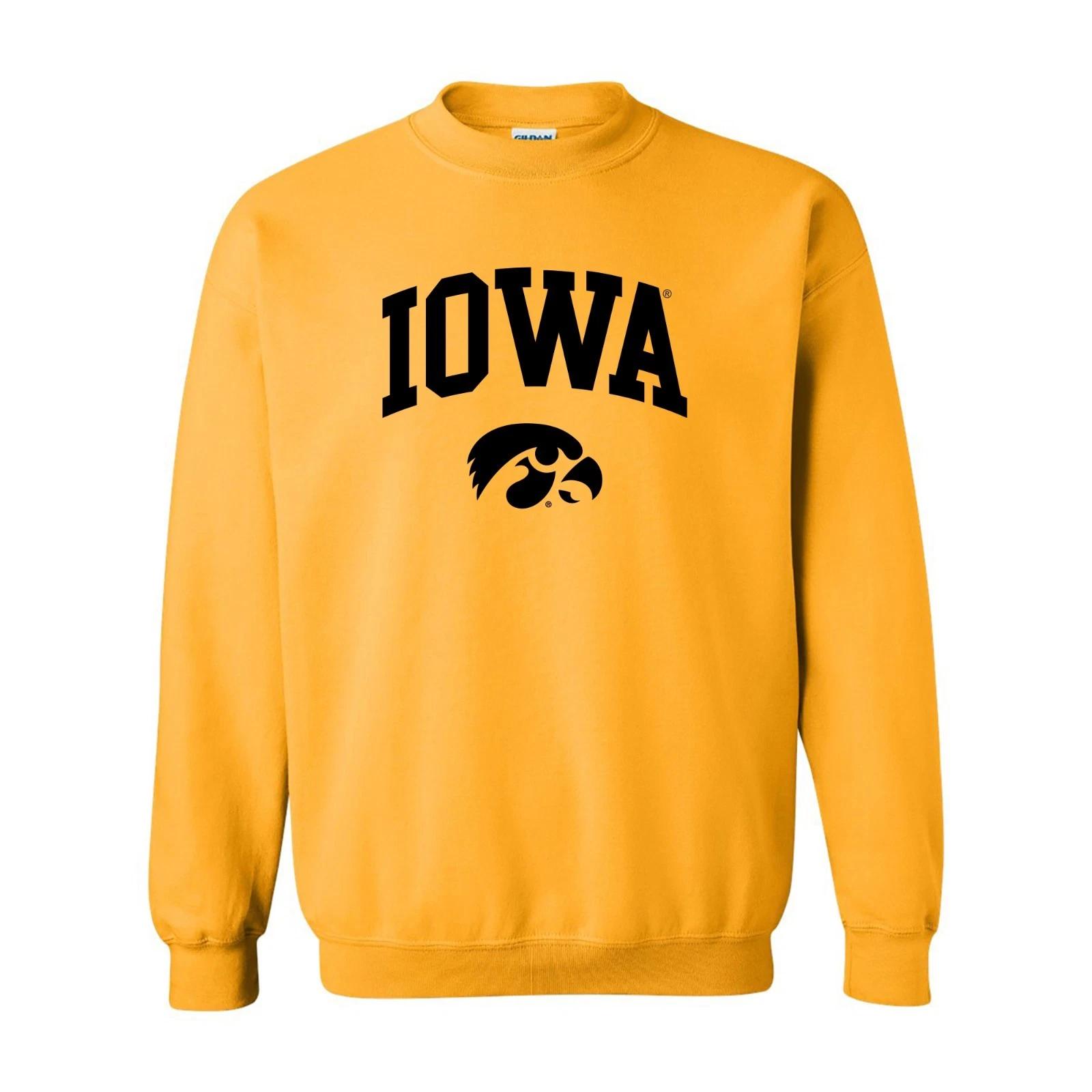 Iowa Hawkeyes Arch Logo Crewneck Sweatshirt - Gold 4XL