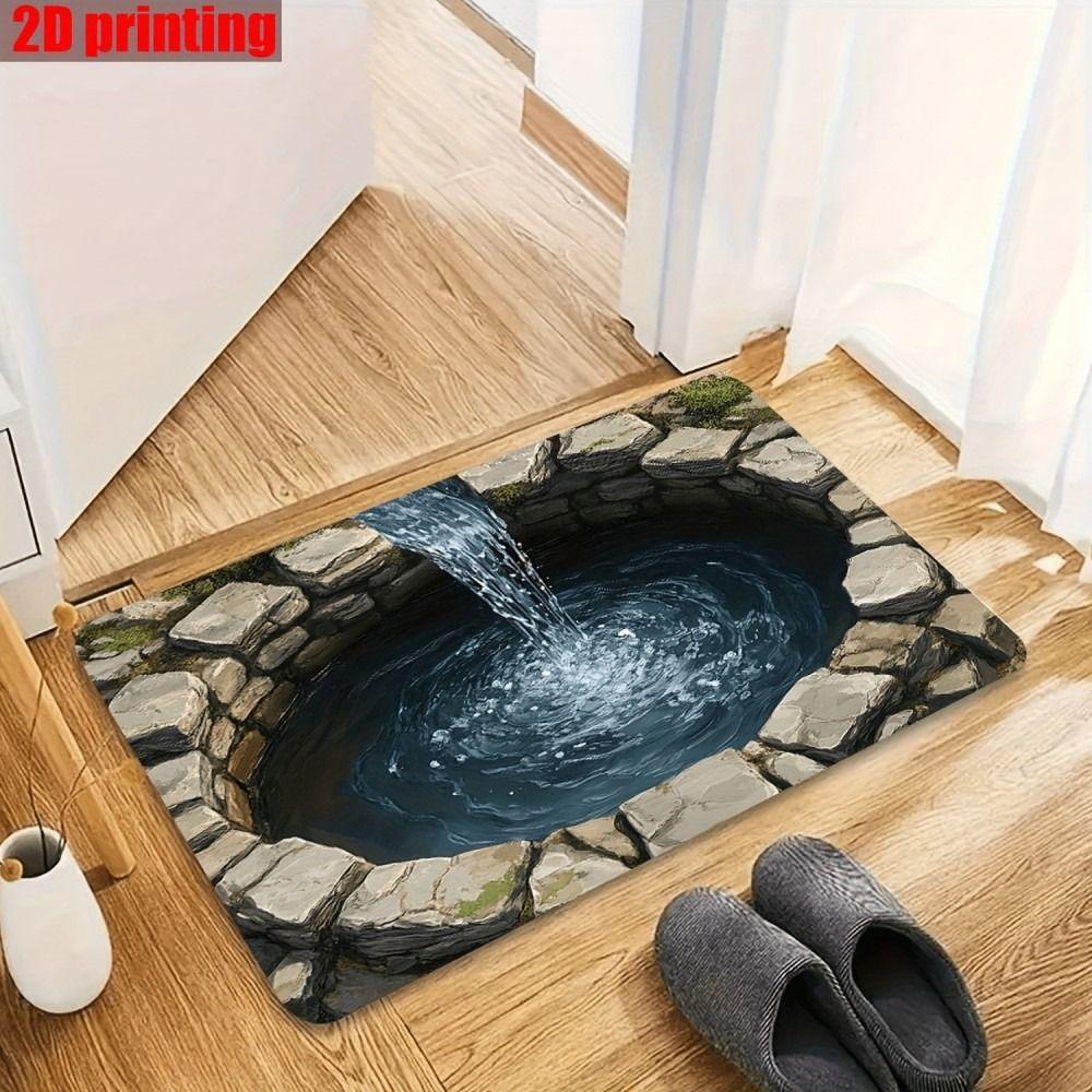 3D Flat Optical Illusion Doormat Non-slip Bedroom Door Rug Creativity Bathroom Carpet  Home Decor