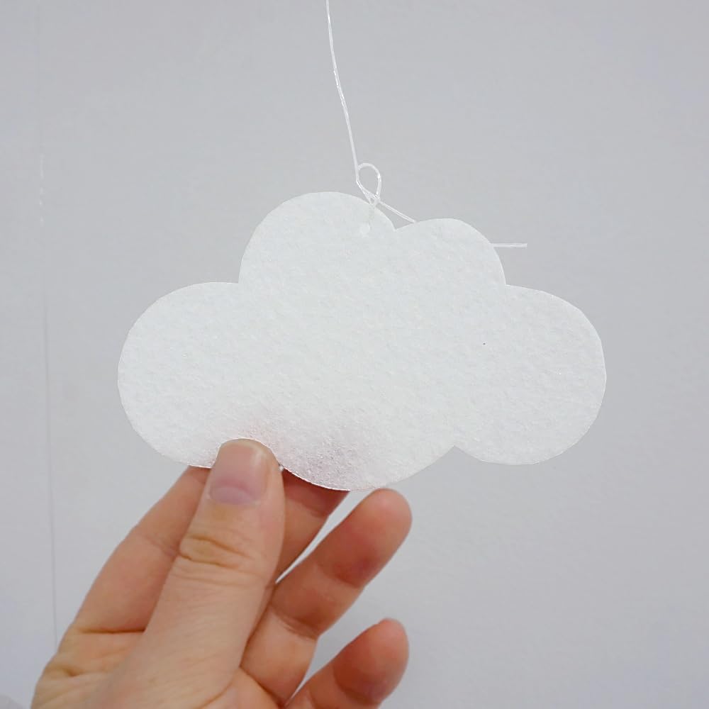 28 PCS White Cloud Ornaments Bulk Felt Hanging Clouds Decorations for Baby Shower Sky Theme Party Decorations