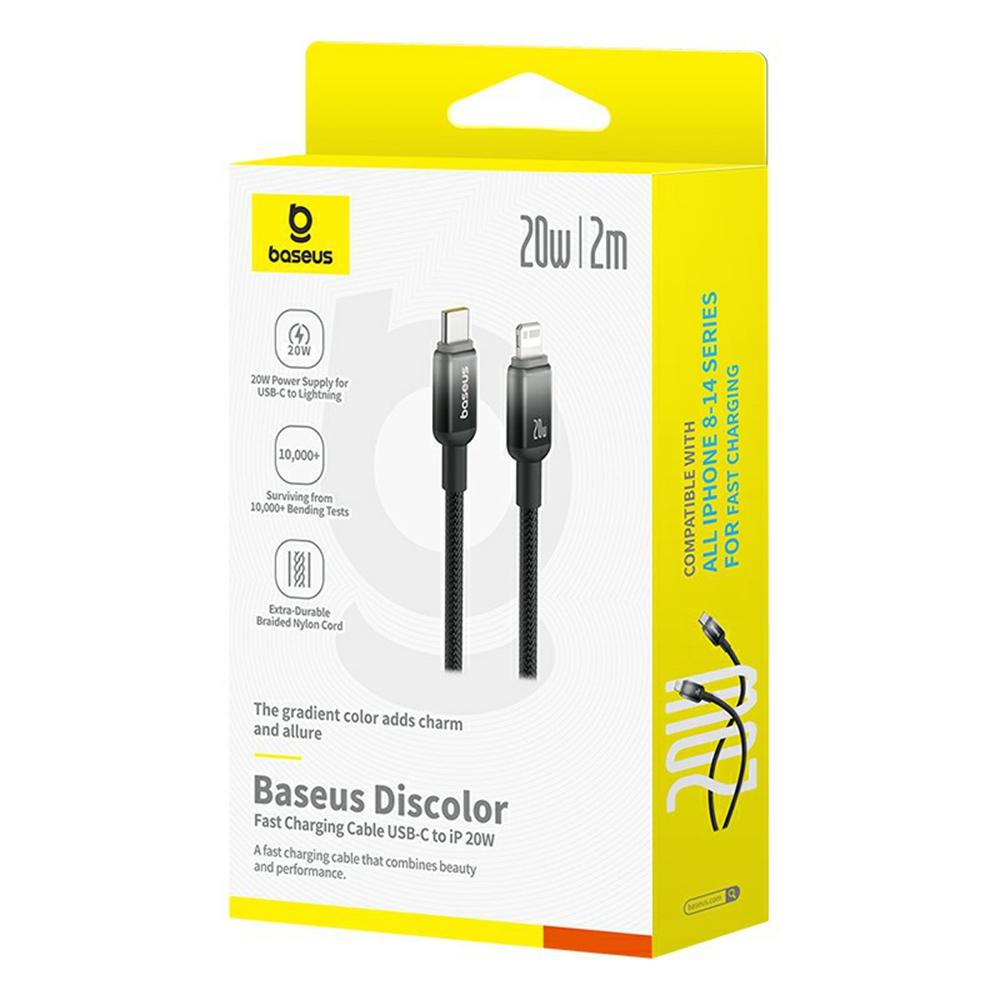 BASEUS Discolor Series 2m Fast Charging Cable Type-C To iP 20W Nylon Braided Data Cord