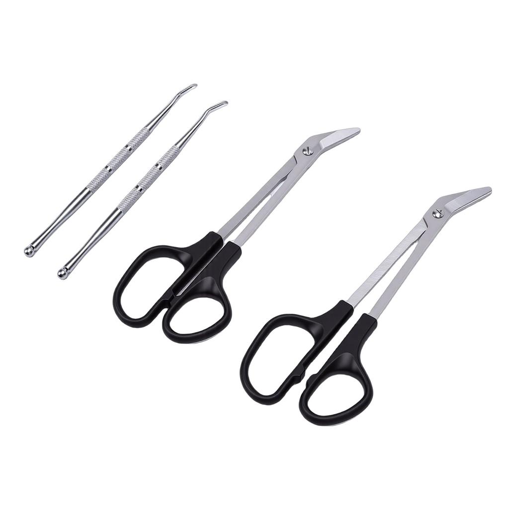 Long Handle Toenail Scissors Stainless Steel Bandage Scissors with Nail Lifters for Salon Home Use