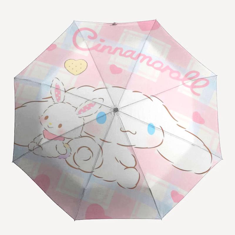 1pc Little Rabbit & Cinnamoroll Idea Pattern Beautiful Looking Automatic Folding Umbrella, 3 Folding, 8 Iron Frame Design, Durable and Suitable for Tr