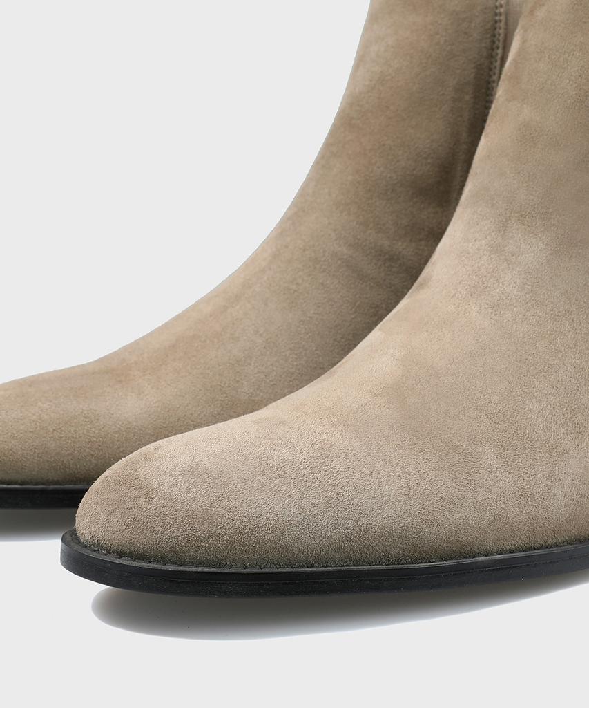 Firenze Atelier Slimline Black Sole Suede Chelsea Boots 3332-Qs [Ash Beige]