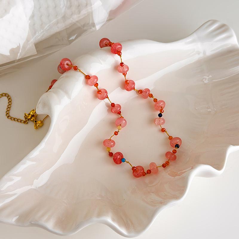 Pink Crystal Beaded Necklace New Arrival Beach Jewelry