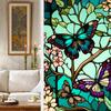 Colorful Retro Floral & Bird Static Cling Window Film - No Glue, Removable