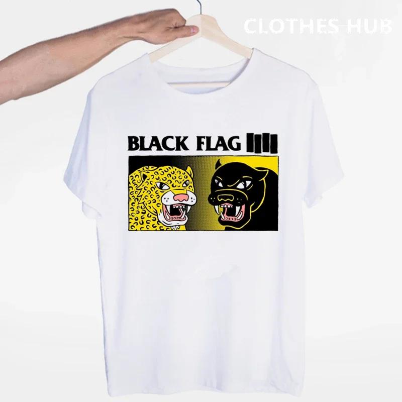 Black Flag T-shirt Summer O-Neck Short Sleeve Punk Rock Band Henry Rollins Large Bars Tshirt