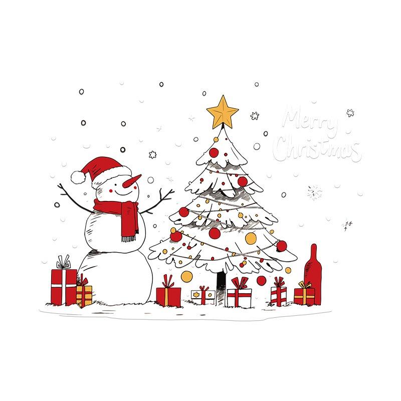 Christmas Decoration Scene, Christmas Snowman Store Window, Window Sticker, Static Electricity Sticker