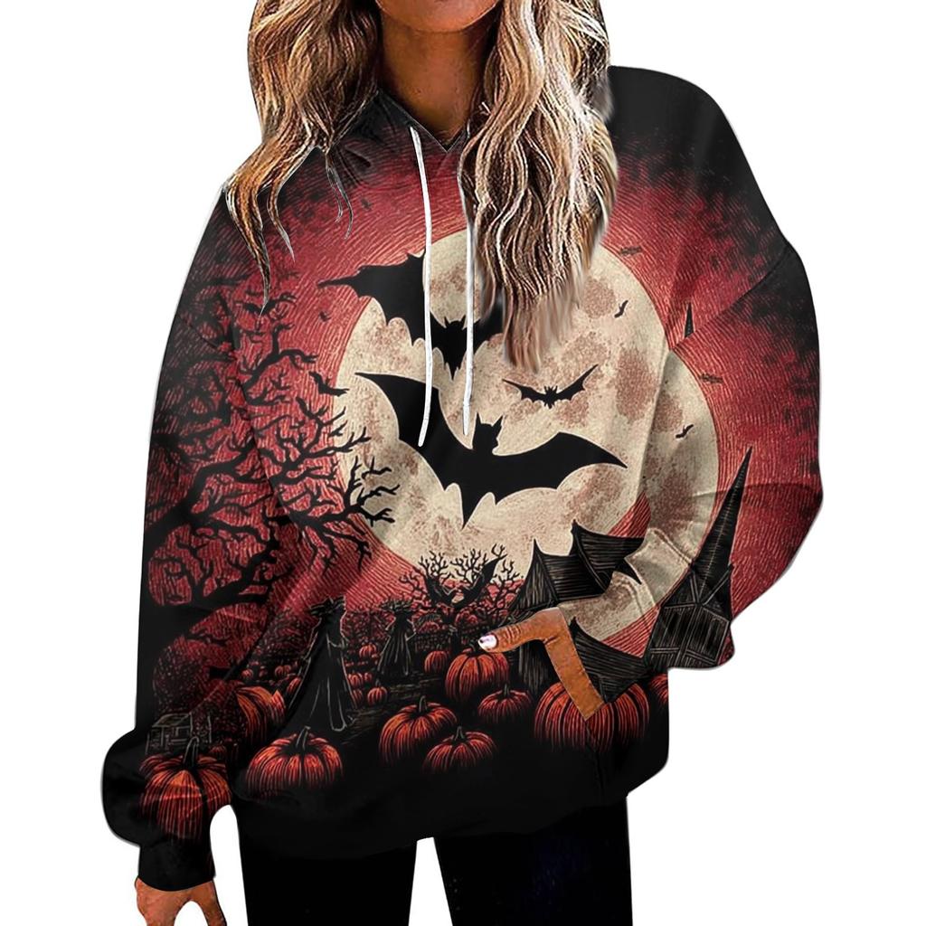 Dámská módní mikina s potiskem, ležérní mikina s kapucí a kapsami