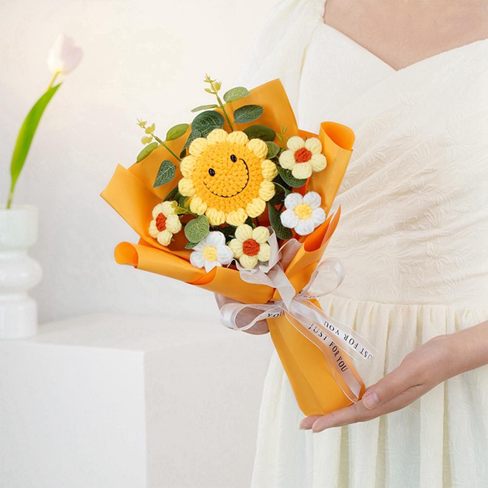 Buchet Croșetat Floarea Soarelui Zâmbitoare Buchet Simulat Decor Acasă
