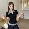 Women's American Style Faux Two-Piece Polo T-Shirt