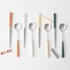 Kamomekitchen [2+2 4-person Set] Kamomekitchen Korean-made Verbe Cutlery Set (4 Spoons, 4 Chopsticks, Forest Sunset Color)
