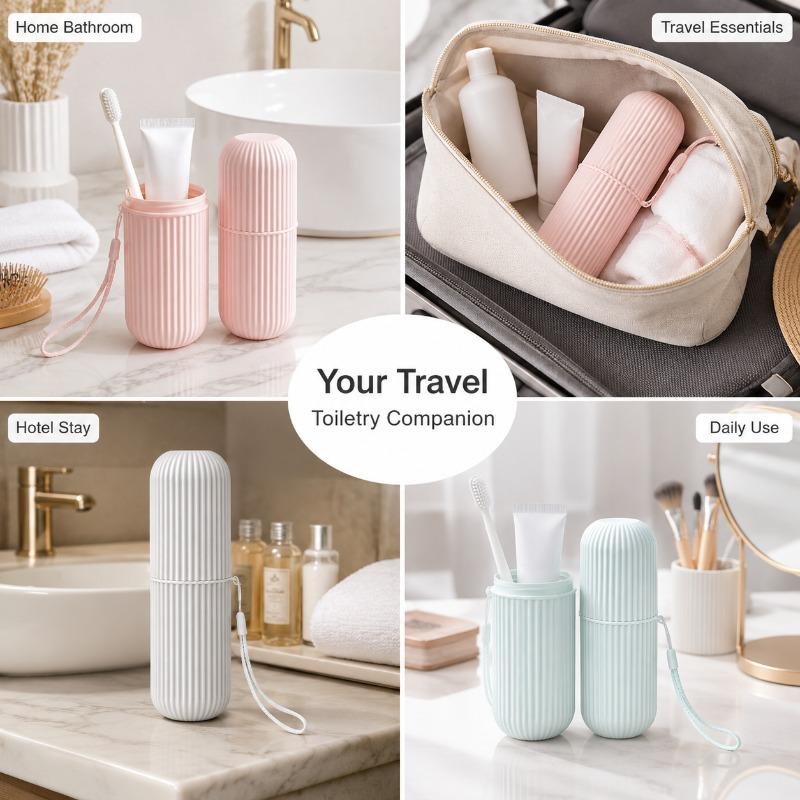 Portable Toothbrush Cup Bathroom Toothpaste Holder Storage Case Box Organizer Travel Toiletries Storage Cup