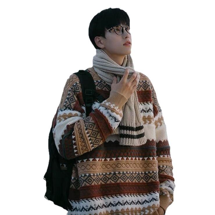 Men's Vintage Fair Isle Christmas Sweater - Thick, Cozy Japanese Retro Style