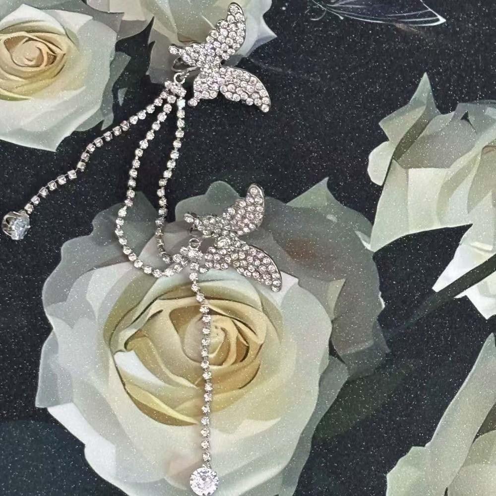 1 pair Luxury Rhinestone Butterfly Earrings Zinc Zinc Alloy Shiny Temperament Eardrops  Bride
