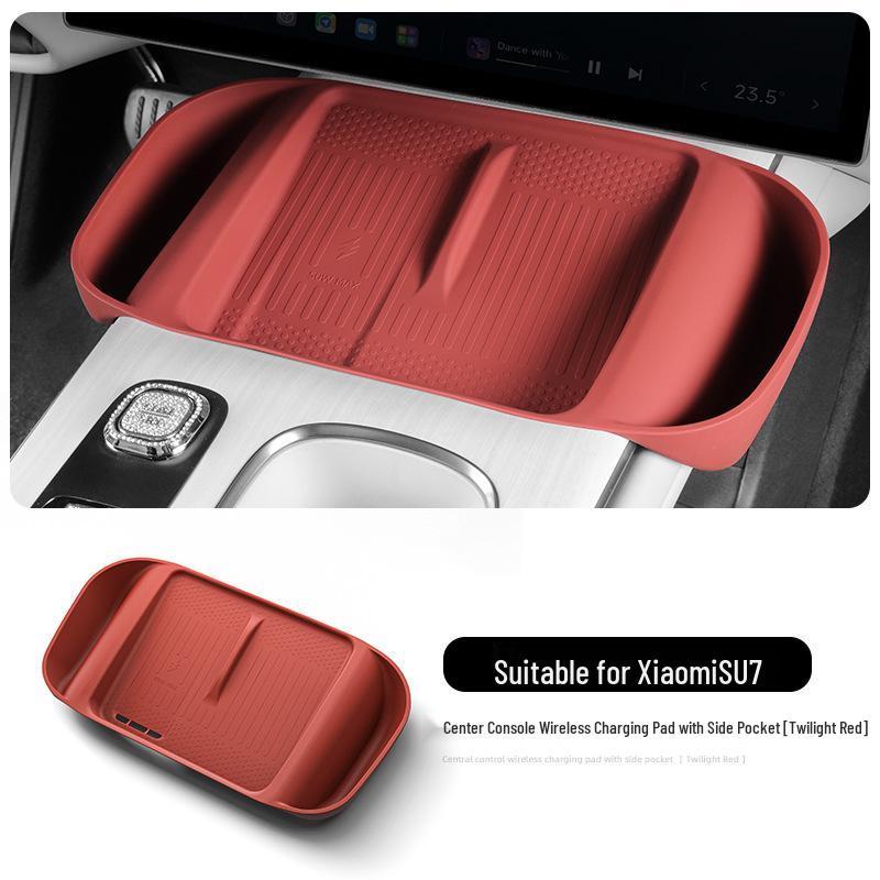 Waterproof Silicone Pad for 24 Xiaomi SU7: Non-slip Wireless Charging Car Interior Accessory