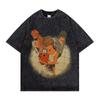 Chainsaw Man Denji Power Manga Panel Vintage Washed T Shirt  Summer Oversized Streetwear Anime Graphic Tee for Men Women
