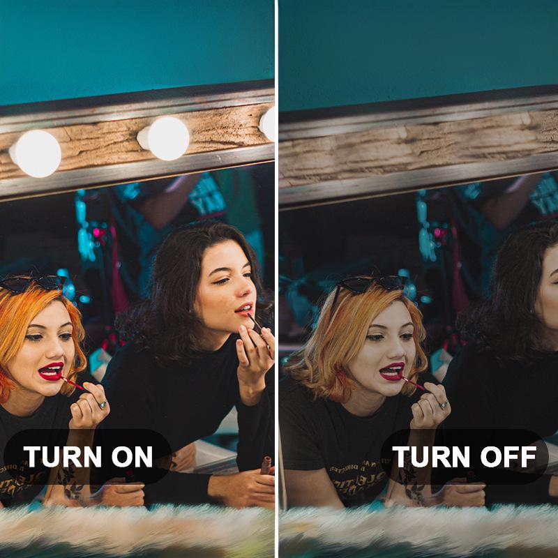 Hollywood Style LED Vanity Light with Touch-Controlled Three-Color Stepless Dimming