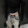 Retro Gradient Tie-dye Straight Jeans for Women In Autumn and Winter Design Niche Draped Lazy Wide-leg Trousers