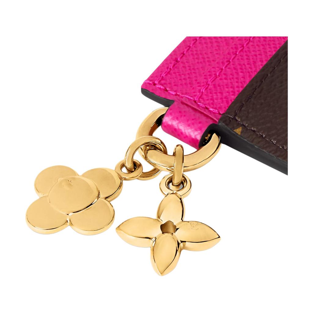 Louis Vuitton LV Charms Card Holder Brown Monogram Canvas/Frozen Orchid Women Wallets Pink M15332