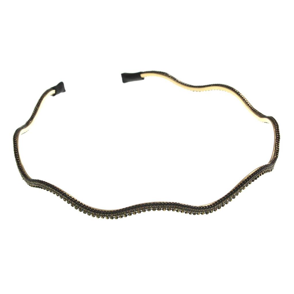 Kobe VINGTAINE Colored Beaded Wave Thin Wedding Hair Black Headband, Simple, Everyday, Accessory, HK-199-BK,