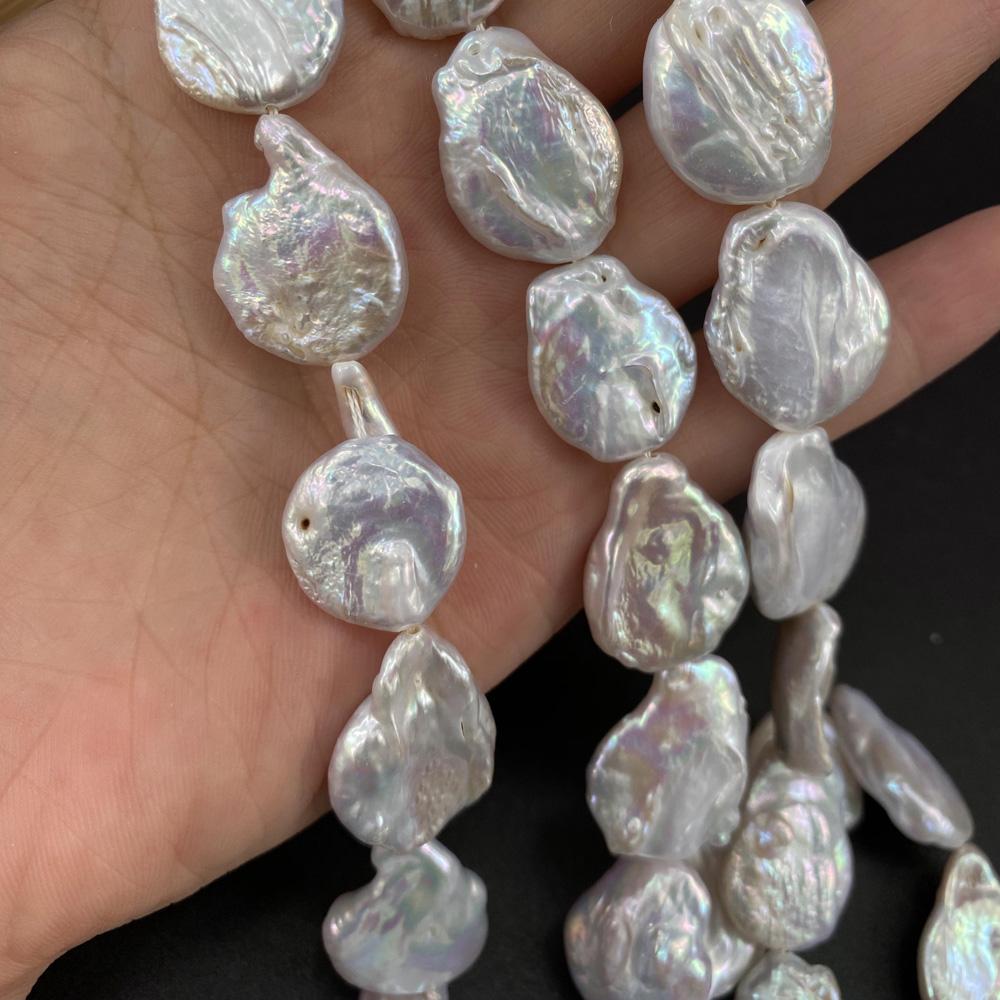 1String, Irregular Pearls, 15×25-18×27mm, White Natural Freshwater Pearl Beads for Jewelry Making DIY Supplies, Women's Craft Gifts 36cm