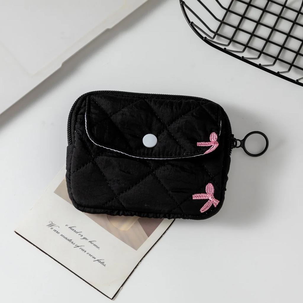 Cute Coin Purse Women Wallet Floral Bow Zipper Bag for Credit Card Key Storage Makeup Bags Gift