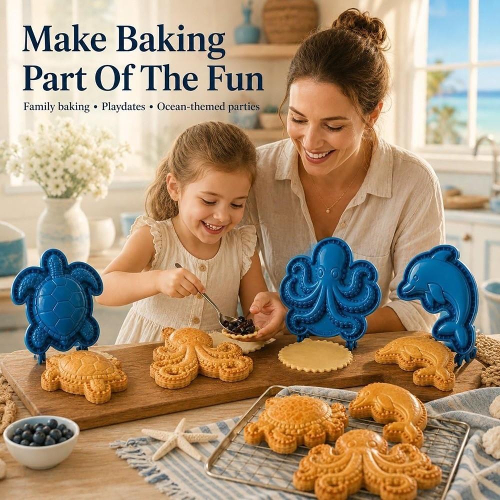 Sea Life Ocean Filled Pie Press Collection DIY Cookie Emboss Mold  Home Kitchen Baking