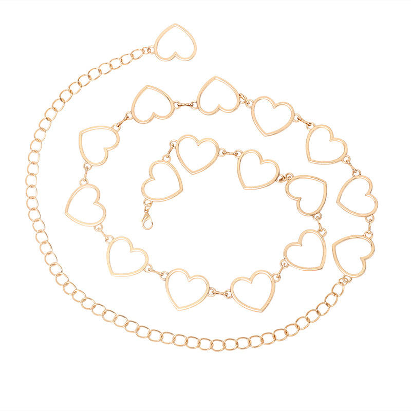 Gold Metal Belt Fashion Women's Silver Waist Chain Women's Heart Chain Belt Dress Accessories
