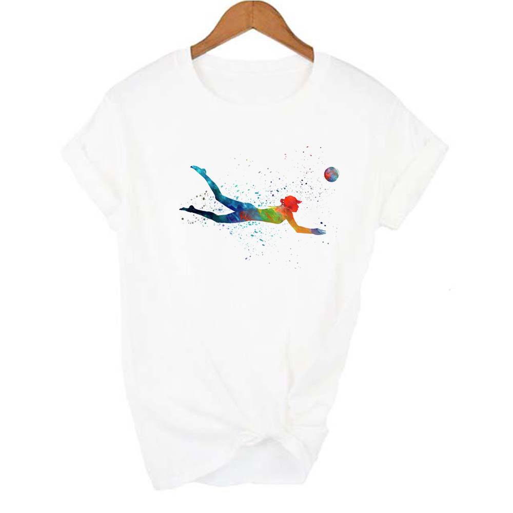 Women Clothes Watercolor Volleyball Girl Graphic Print T Shirt Femme Korean Style T Shirt Female