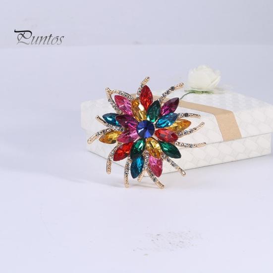 Classic Handmade Colorful Rhinestones Flower Shape Brooch Pin Vintage Hat Scarf Shawl Badge Bridal Gift Dress Accessories