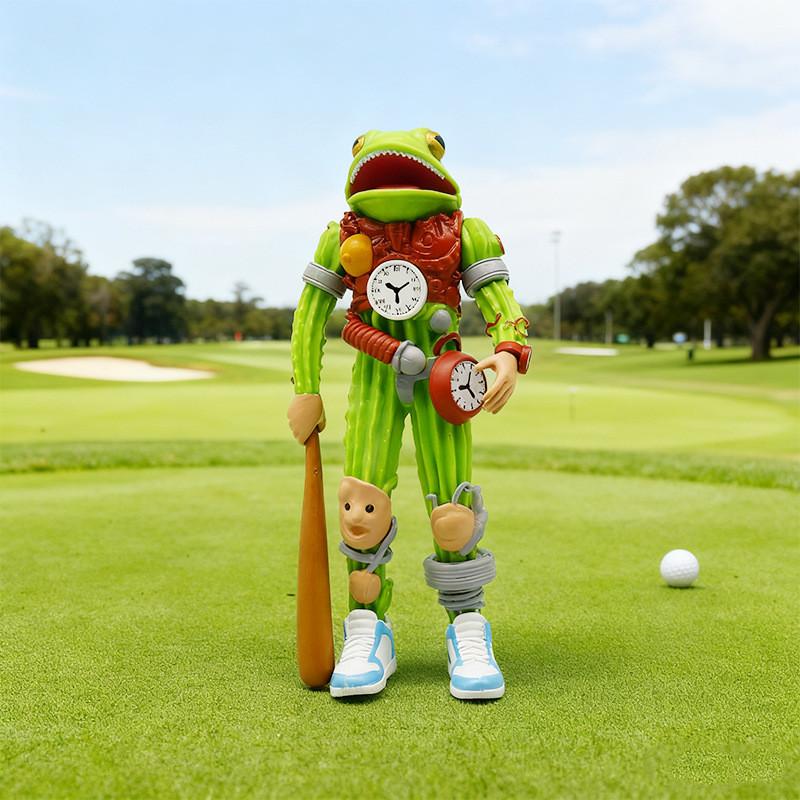 Italian Brainrot Al Cactus Clock Fusion Monster Pvc Toy With Running Shoe Design For Kids Playroom Decor