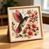 Hummingbird Bead Embroidery Kit, DIY Pearl Art Painting, with Crystal Beads Floral Designs Craft, for Adults Beginners