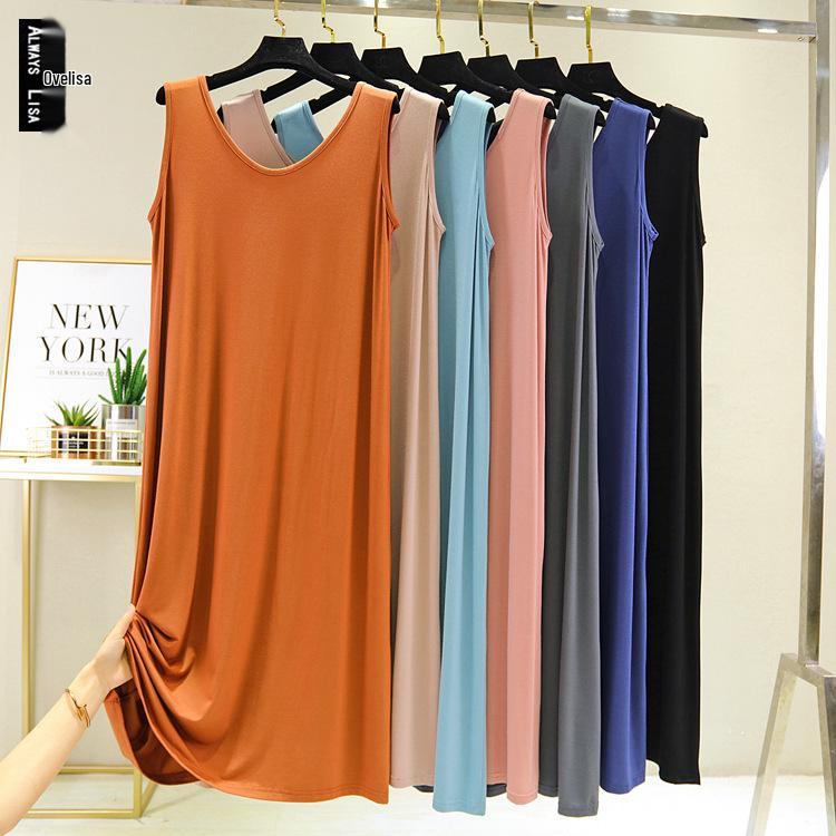 Women's Plus Size Modal Sleeveless Mid-Length Camisole Nightgown