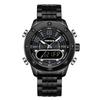 Yashidun Men's Luminous Dual Display Waterproof Quartz Watch with Steel Band