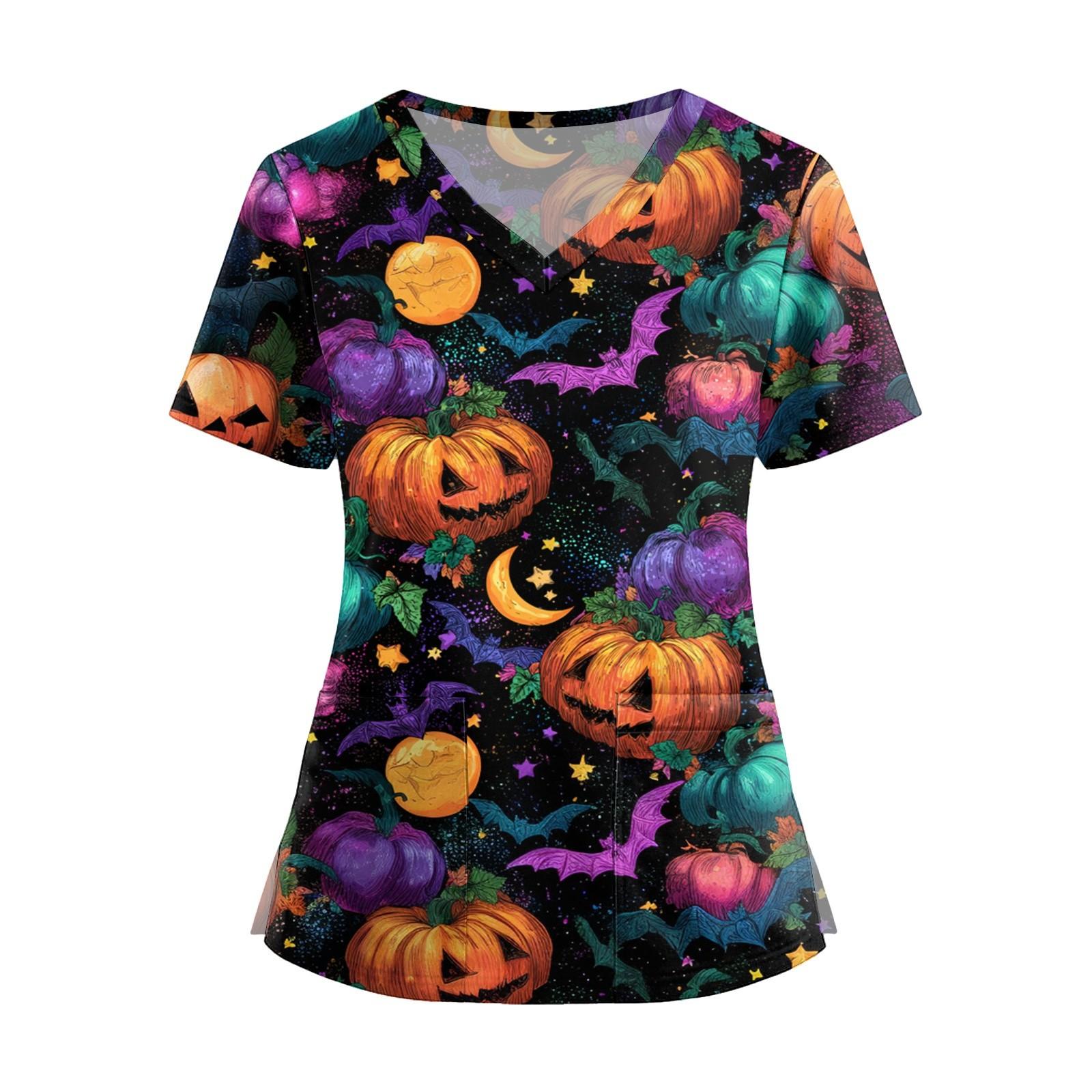 

Женская мода V-образный вырез короткий рукав комбинезон с карманами принт топы одежда L