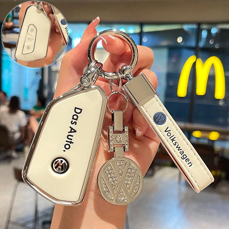 New 3 Buttons TPU Car Smart Remote Key ase Cover Protector Holder Shell For VW Volkswagen Golf 8 MK8 Leon Keychain Auto Acc
