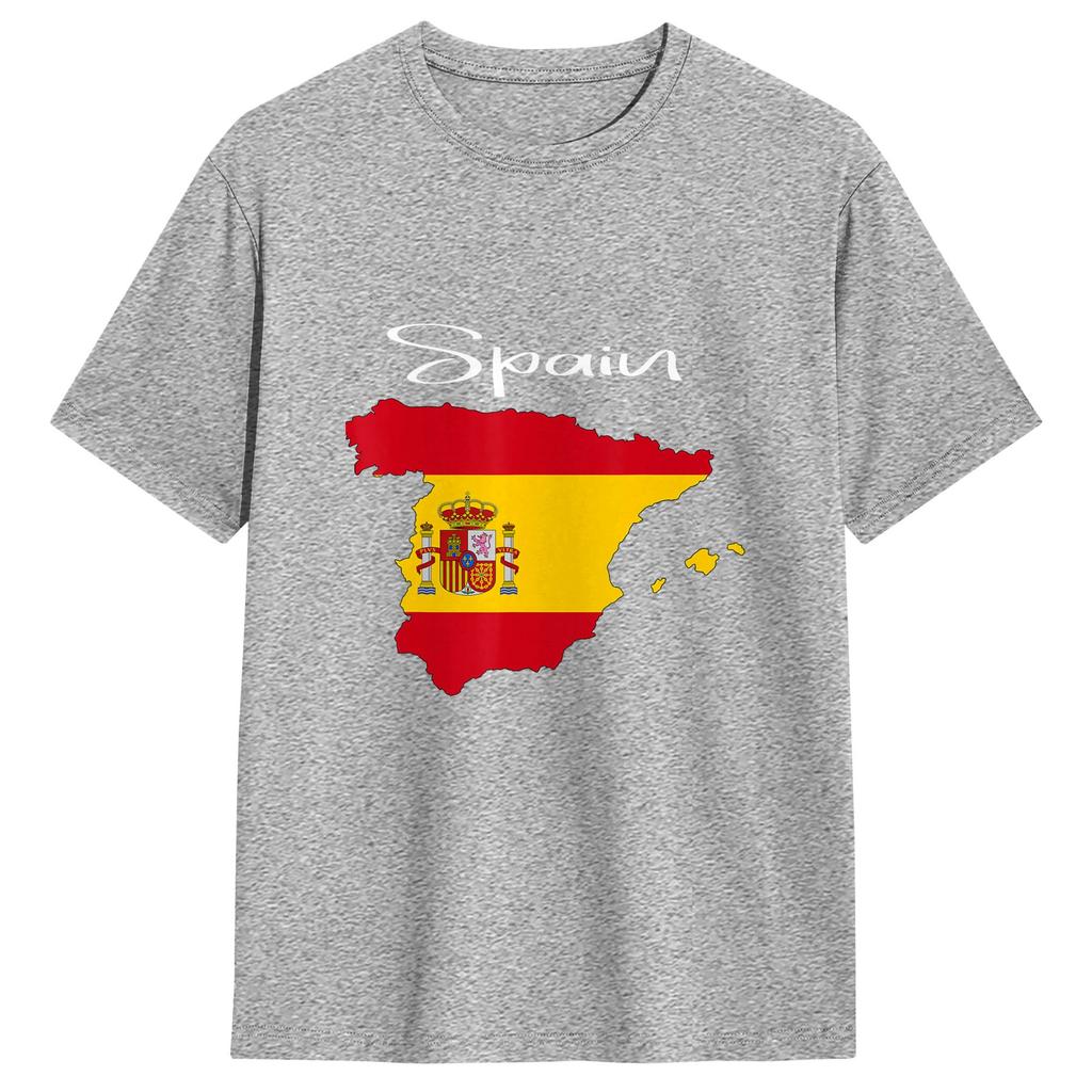 Spain Spanish Flag T Shirts Unisexs Cotton Novelty Tshirts Round Neck Tees Short Sleeve Clothing Plus Size