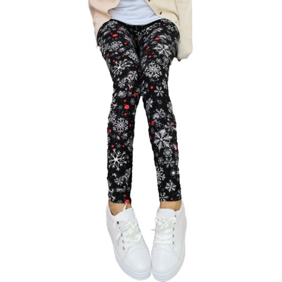 Høst Vinter Damebukser Snowflake Elgtrykk Høy midje Magekontroll Myk Elastisk Termisk Skinny Butt-løftet Yogabukse Lady Leggings