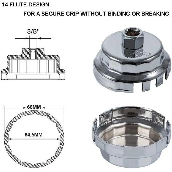 Steel Oil Filter Cap Wrench Remover Housing Cup Tool for Toyota Lexus 2.5L-5.7L