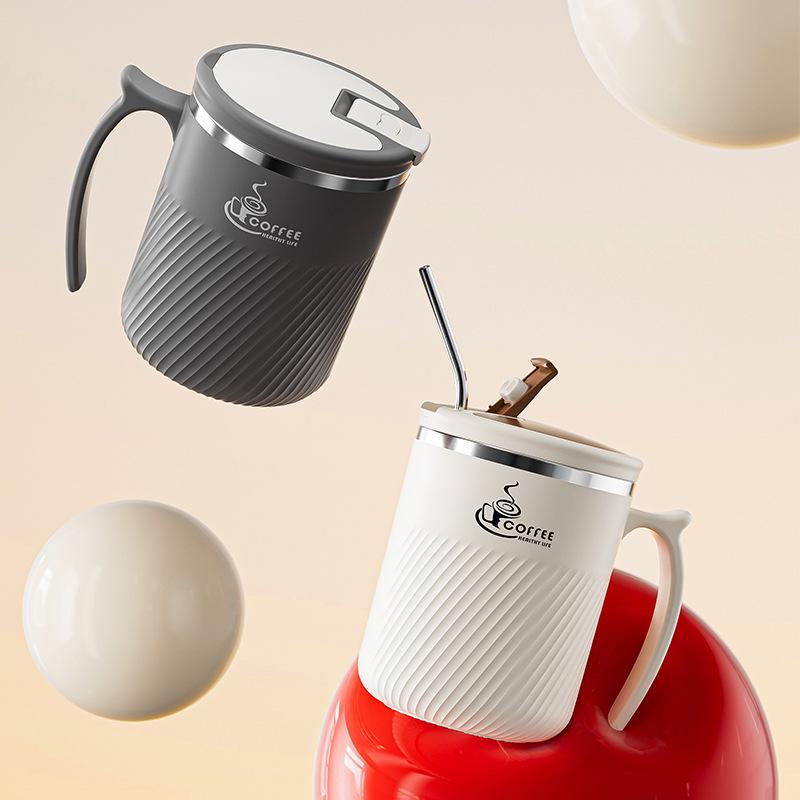 Portable Stainless Steel Mug with Lid, Spoon & Tea Infuser - Multi-Purpose Cup for Tea, Coffee, Milk, or Water.