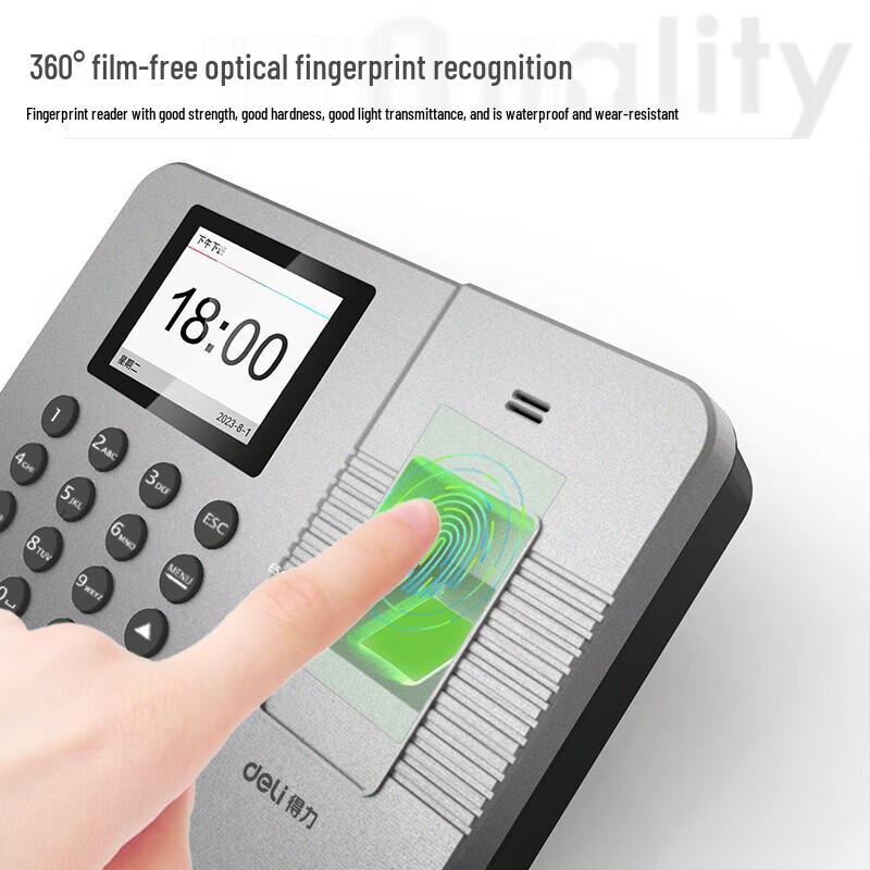 Deli Fingerprint Time Attendance Machine CN plug (adapter included)