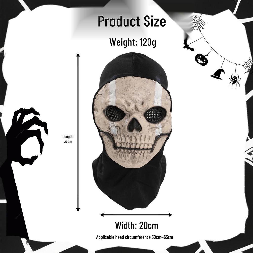 Skull Ghost Latex Mask Headgear - Call of Duty MWII Cosplay
